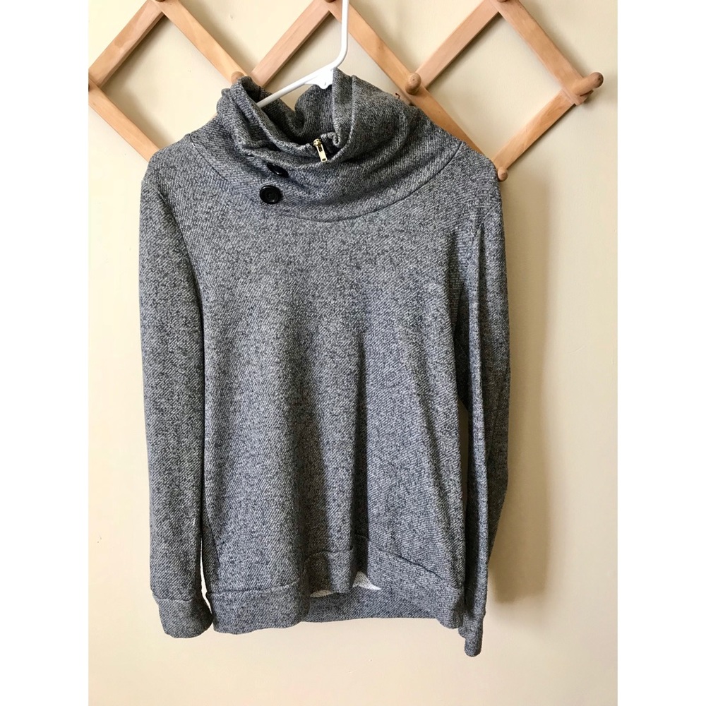 Charcoal gray size M double cowl neck sweater
